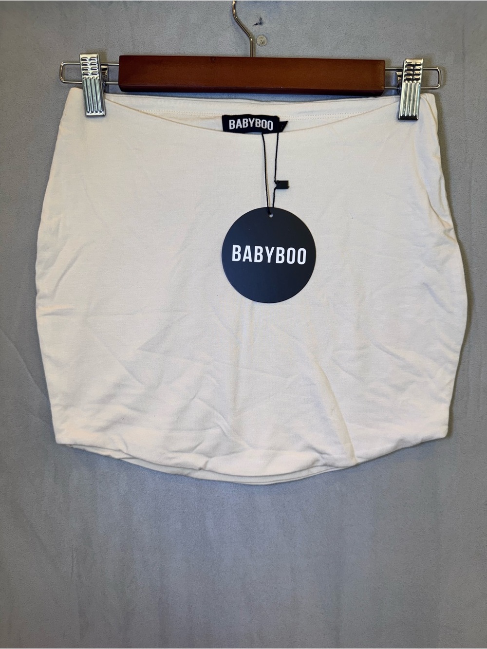 Babyboo NWT Cream Mini Skirt Small Y2K Bodycon Going Out Clubwear